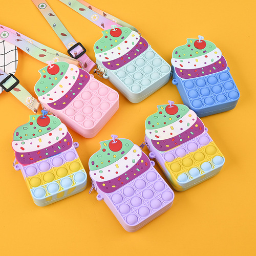 Candy-Colored Summer Cool Ice Cream Style Children's Single Shoulder Cross-Body Silicone Mouse Killing Colored Silicone Wallet