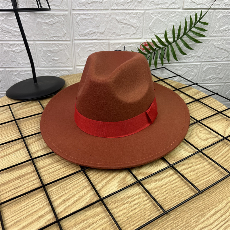 AliExpress sombrero de lana Jazz sombrero británico ala grande Xu Wenqiang mismo estilo versátil de ala ancha sombrero de caballero sombrero de rendimiento de los hombres