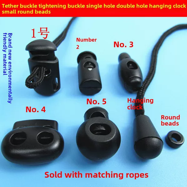 Plastic Material Tightening Buckle, Rope Stop Buckle, Rope Elastic Adjustment Buckle, Double Hole Single Hole Pig Nose Buckle, Spring Buckle, Hanging Clock