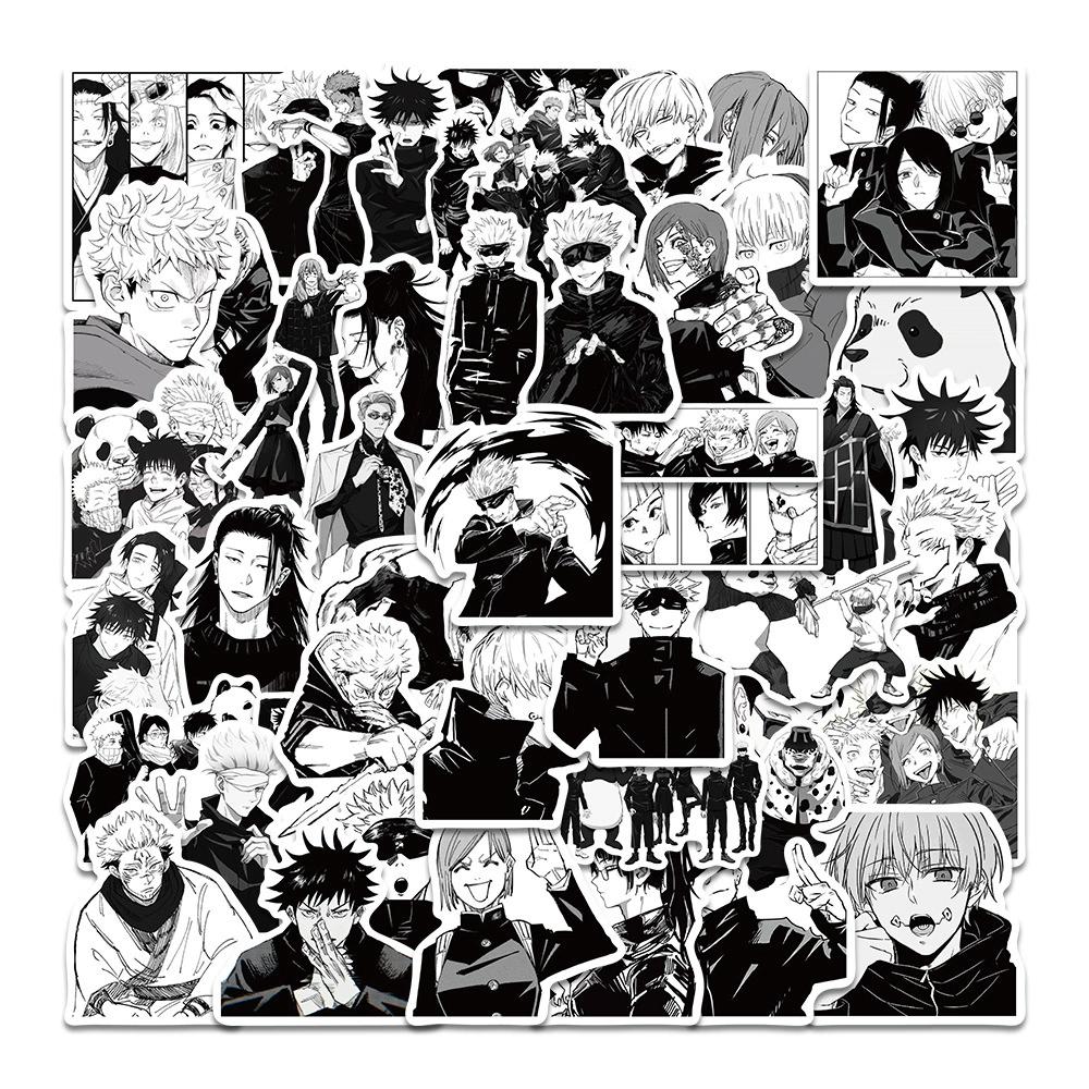 50 черно-белых мультяшных заклинаний обратно на станцию наклейки Ежедневный человек персонаж ручной счет наклейки DIY Чехол для мобильного телефона шлем скутер