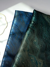 蓝水海绿色水织金织锦缎布料国风装饰画茶席设计师零布头面料