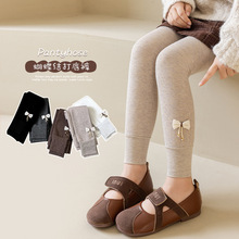 新款纯色宝宝打底裤白色针织修身儿童裤子女童百搭时尚棉九分裤批