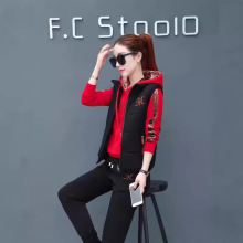 加绒加厚运动服女秋冬季女装新款韩版保暖时尚套装连帽卫衣三件套