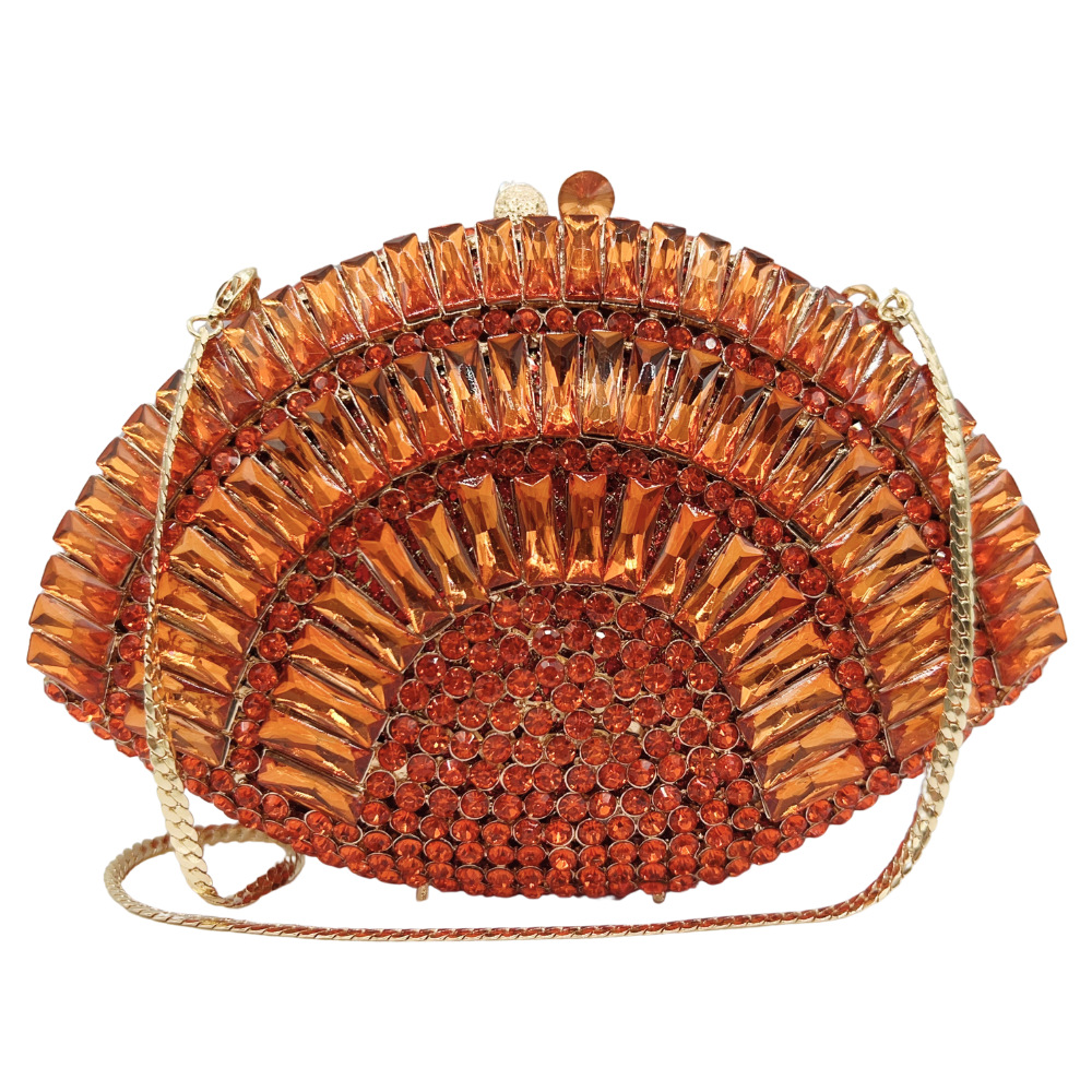 Bolso de piedra nueva forma de ventilador transfronteriza bolso de mano con diamantes huecos bolso de cena de fiesta reunión anual bolso de mujer