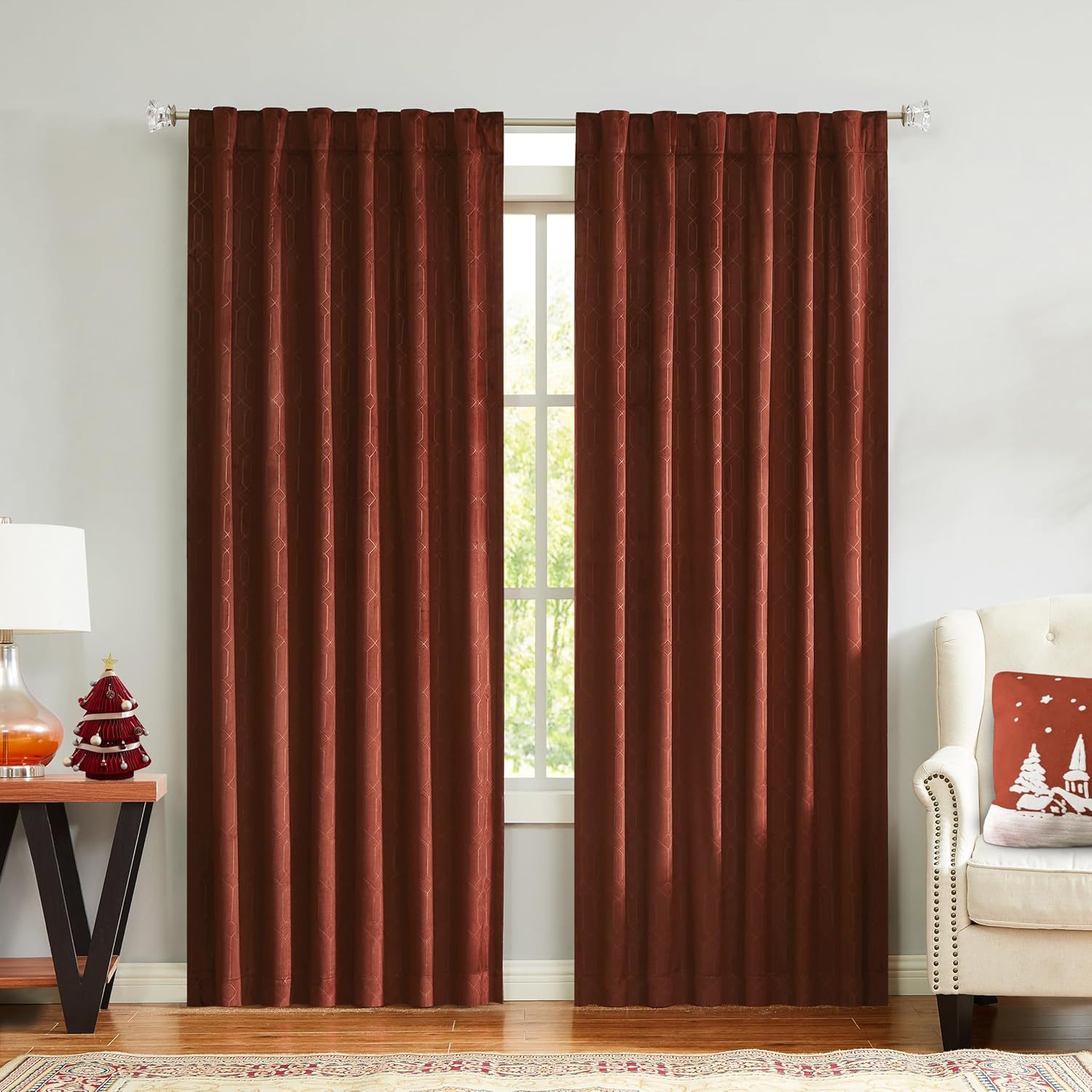 Cross-border Amazon velvet curtains solid color Amazon embossed Dutch velvet perforated foreign trade finished products wholesale