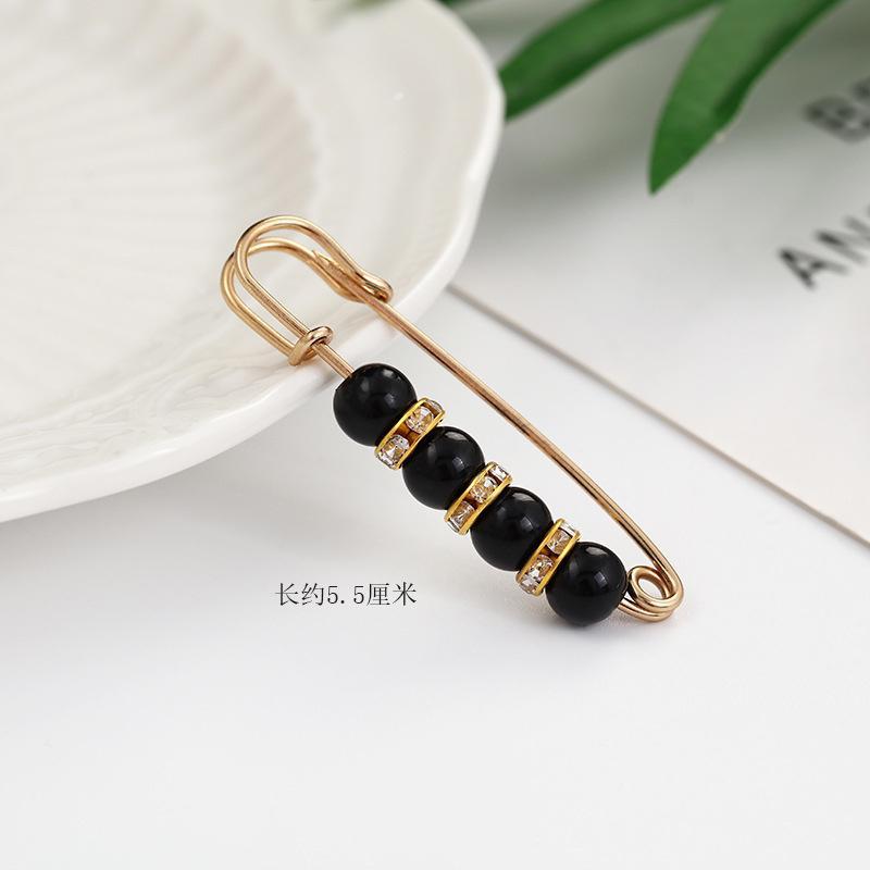 Four Black Beads White K Gold Drilling Block-5.8cm#qt019
