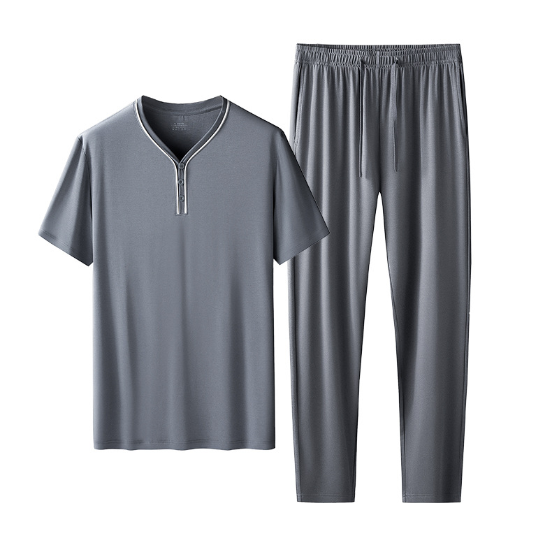 [Rare Good] 80 pijamas modales de doble cara para hombre de primavera y verano, pantalones de manga corta, traje delgado informal