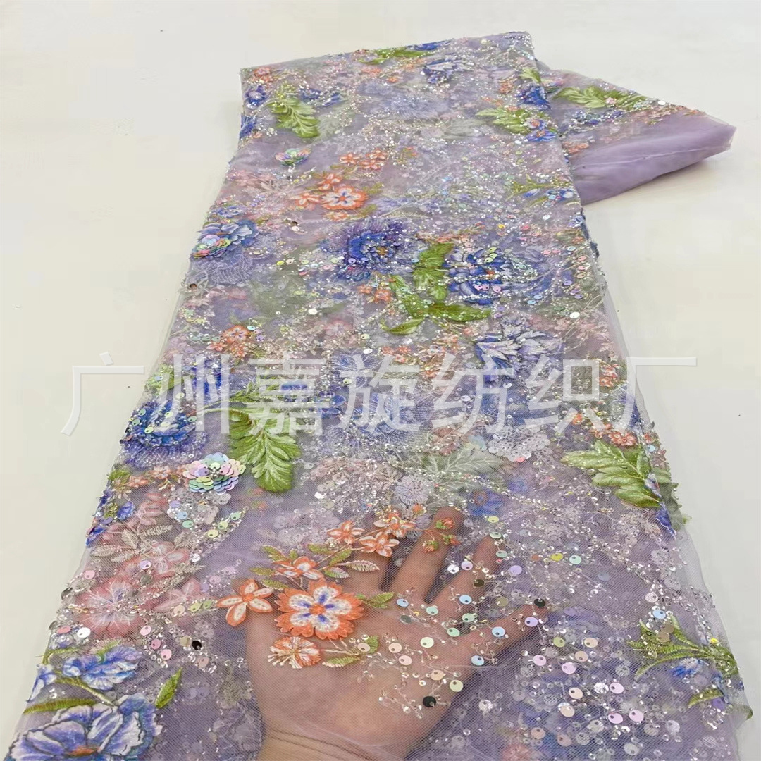 Tela de lentejuelas estilo Hepburn para vestido de novia, tela bordada con lentejuelas multicolores, tela de bordado con lentejuelas, ribete de encaje estilo cheongsam