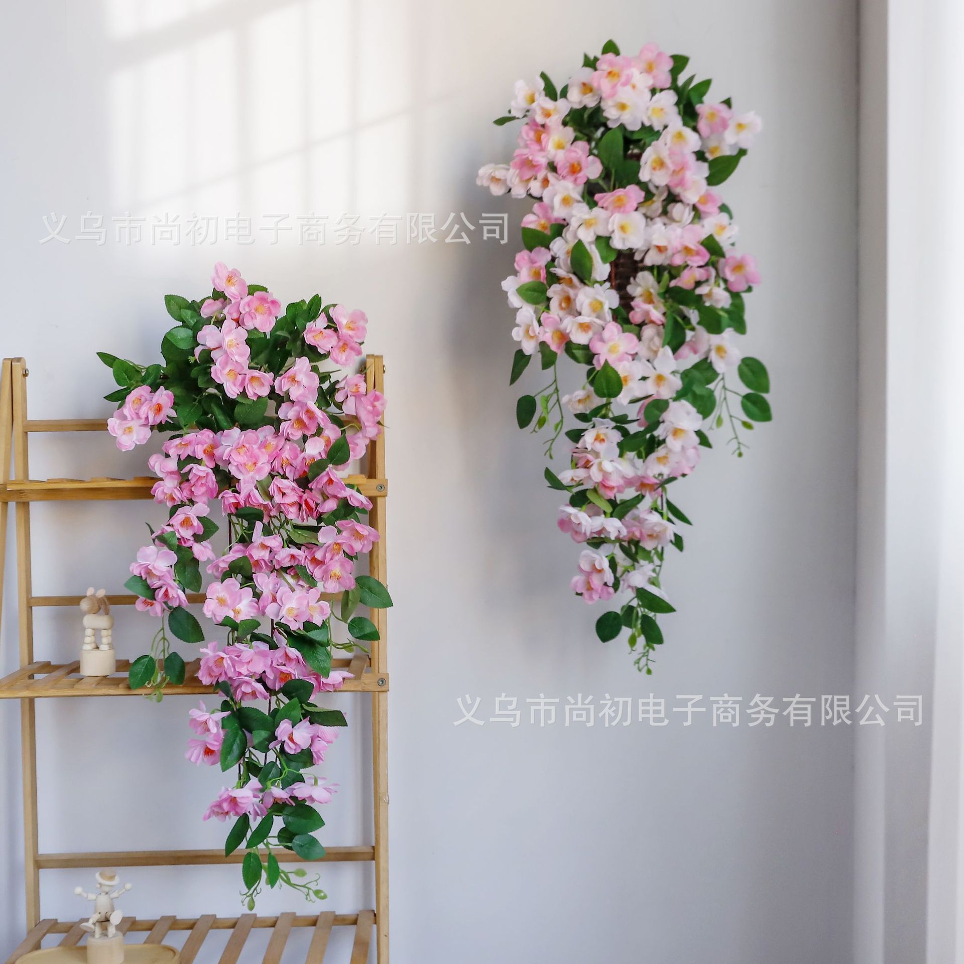 Simulación de flores de cerezo enredado tubería de aire acondicionado vid de sombra árbol de vid de flor de simulación decoración vid de flores falsas vid