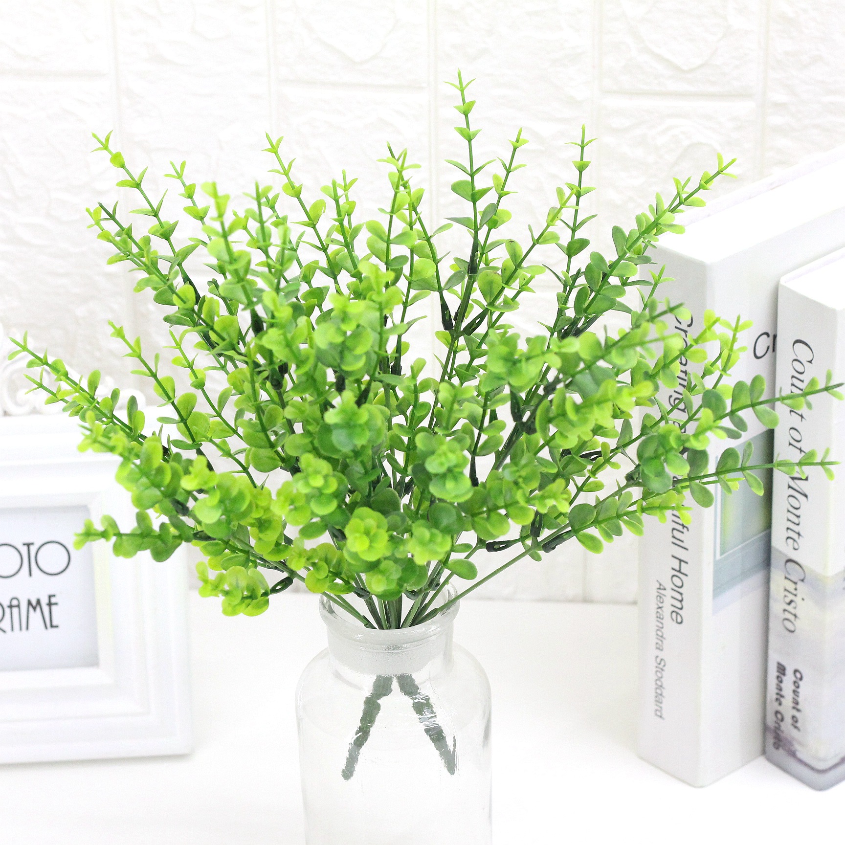 仿真水草7叉尤加利仿真塑料花綠植水草塑料植物墻工程