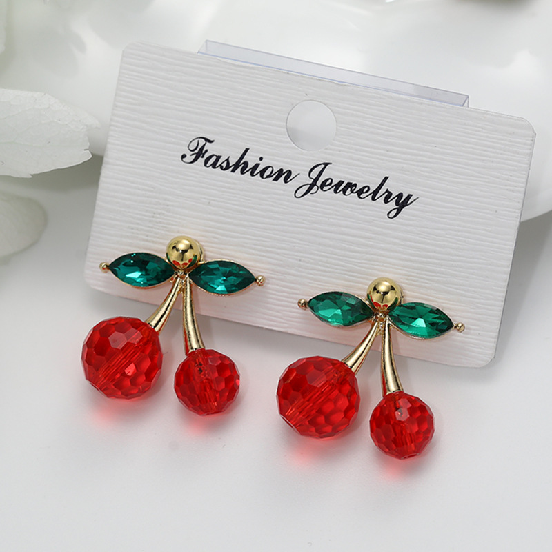 Aretes de cereza roja para mujer – colgante exquisito, fruta de imitación versátil, nuevo estilo