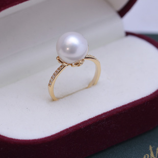 Zhuji Edison Freshwater 10-11mm Round Strong Light Fine Flaw Pearl Ring S925 Silver Simple Jewelry