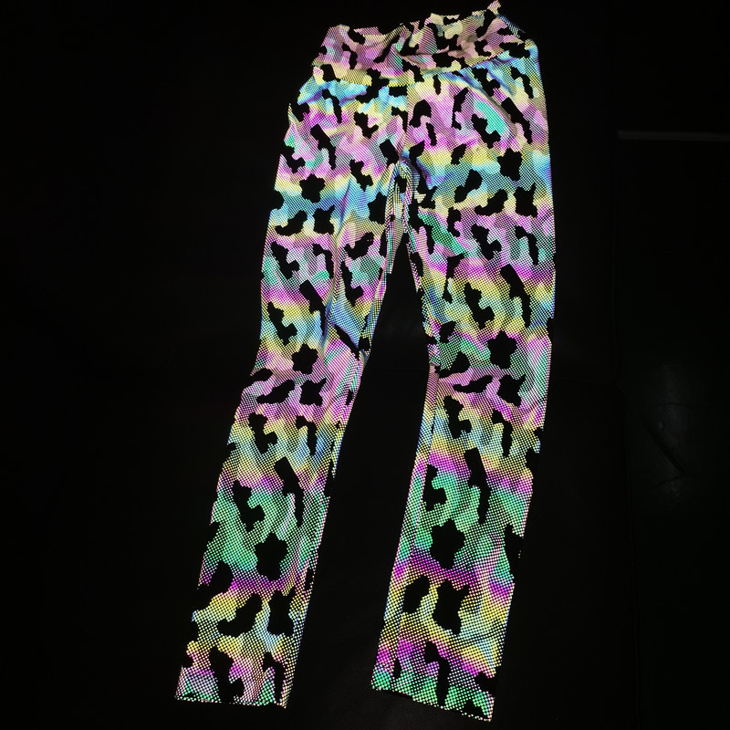 七彩印花反光弹力布服装