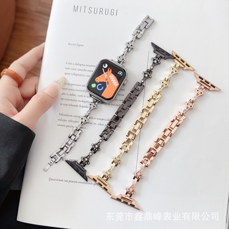 Suitable for Applewatch New Diamond-Encrusted Cat Claw Chain Watch Iwatch10 Smart Watch Strap Iwatch9/8/76Se