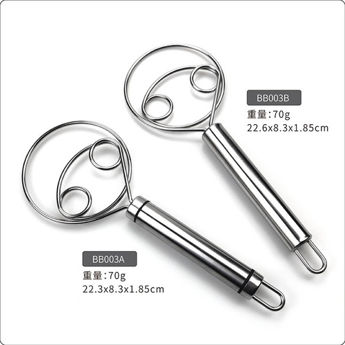 Stainless steel flour mixer, double coil egg beater, manual dough mixer, baking tool