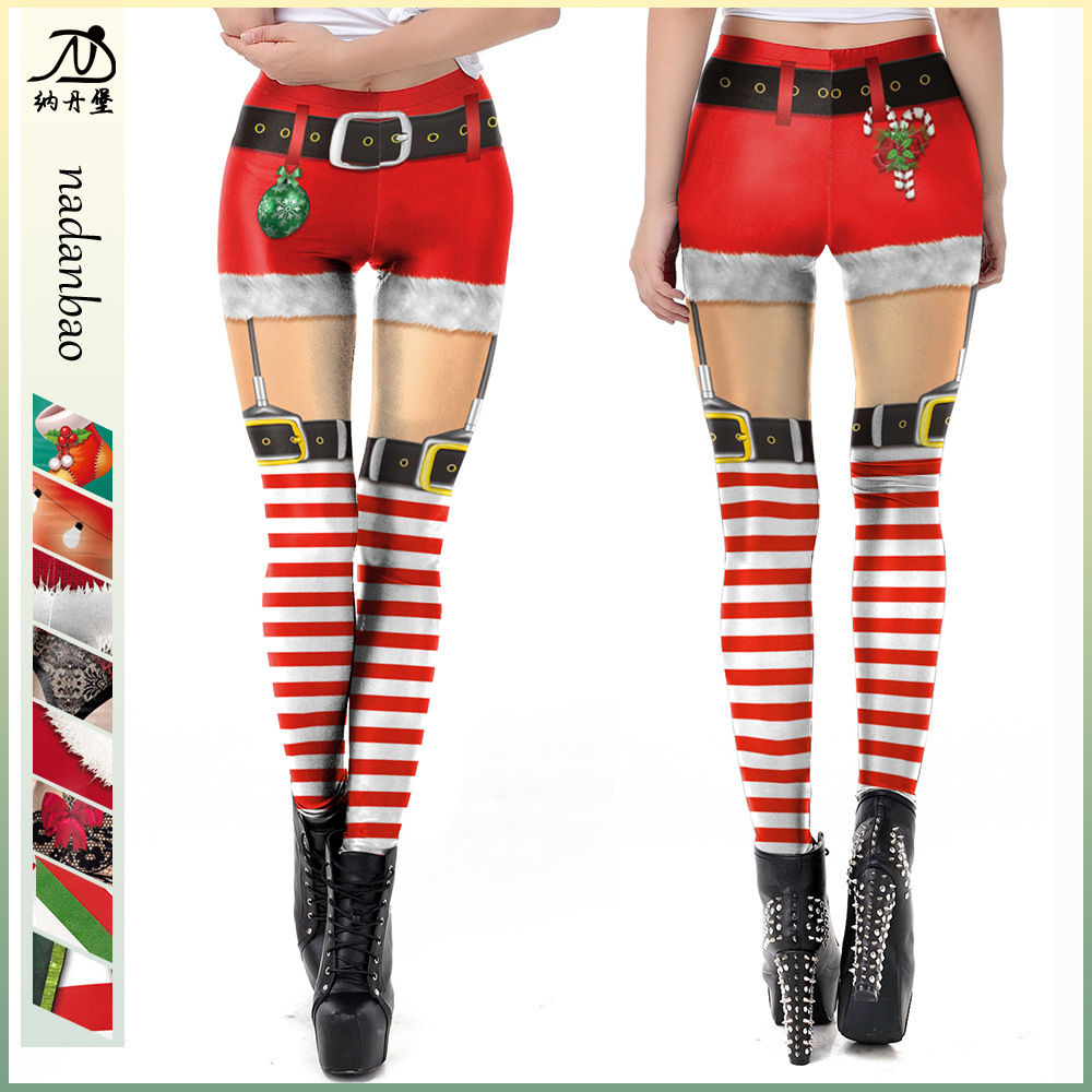 Christmas 2025 Leggings Women's Clothing Cross-Border Export Hot Fashion Sexy 3D Digital Printing Leggings for Small Feet