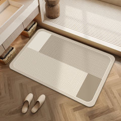 シンプルな格子縞珪藻泥マットトイレ汚れに強い吸水滑り止めマット浴室速乾耐磨耗マット