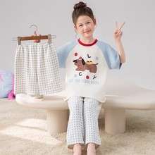 可爱女童睡衣三件套2025夏季新款短袖卡通小女孩儿童中大童家居服