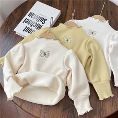 女童洋氣蝴蝶一體絨打底衫兒童加絨加厚保暖上衣百搭時髦0194A047