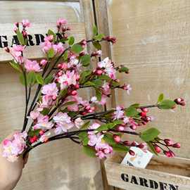 单枝海棠花仿真樱花绢花 婚庆造景假花装饰花束海棠花绿植假花