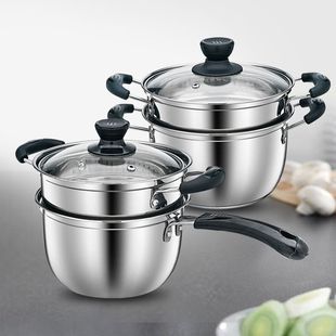 16cm 18 20 22 Thickeneded Stainless Steel Milk Pot Small Steamer Mini Soup Pot Milk Noodle Pot Baby Food Supplement