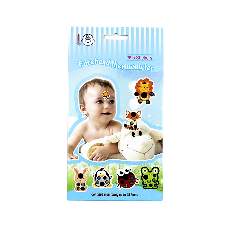 Baby Forehead Temperature Patch 6-Pack, Cartoon Infant Forehead Thermometer Sticker Set with LCD Sensing Temperature Patch