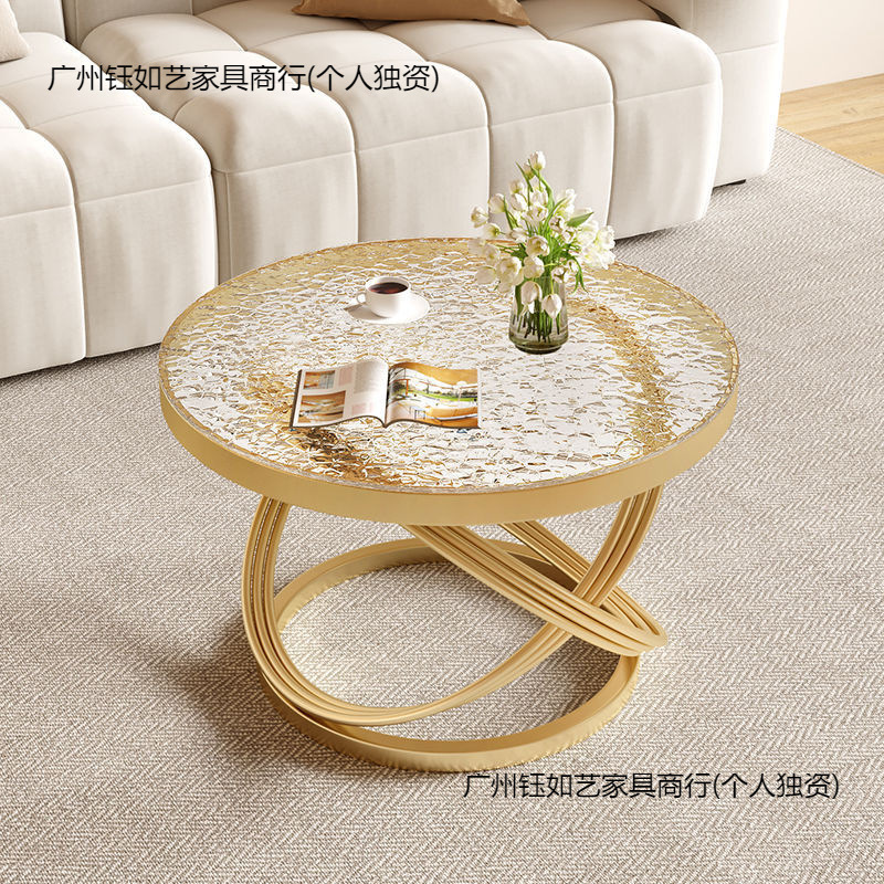 简约家用茶几北欧轻奢风钢化玻璃茶几水波纹客厅卧室阳台小型茶几|undefined