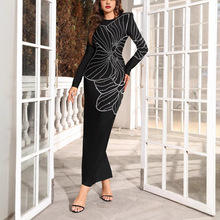 欧美秋冬新品欧美时尚性感紧身长袖修身夜店重工烫钻绷带连衣裙