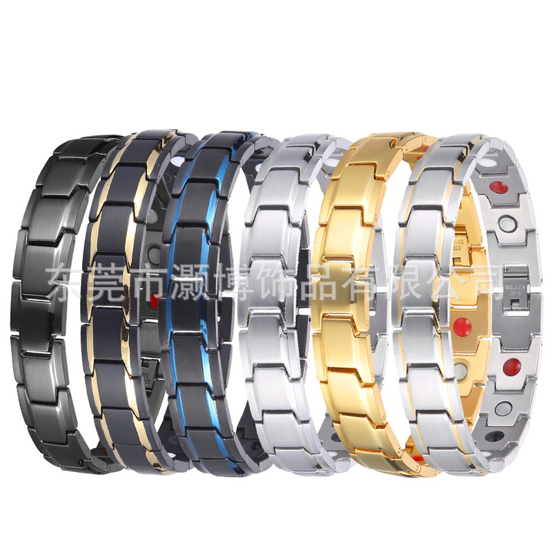 Manufacturer Couple Titanium Steel Health Energy Bracelet Stainless Steel Magnetic Bracelet Health Element Jewelry Trendy Element