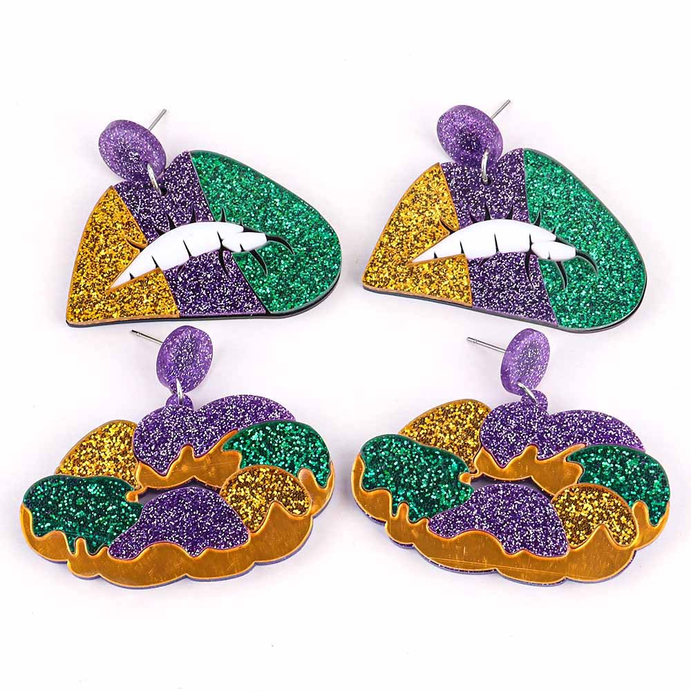 1 Pair Exaggerated Mask Arylic Plating Womenu0027S Drop Earrings