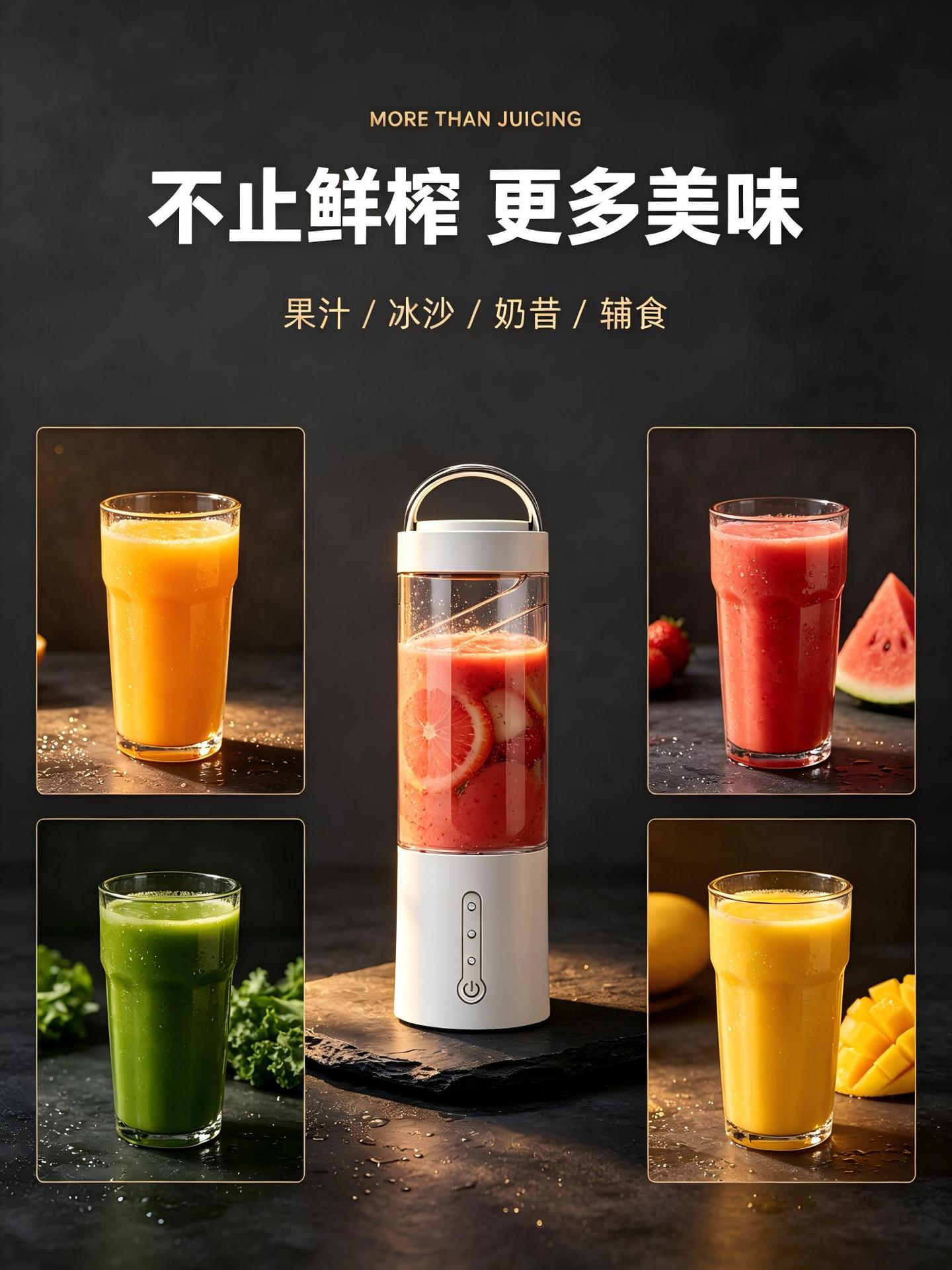 Tragbarer Smoothie-Mixer für den internationalen Markt, kabellos, leistungsstark, für den Heimgebrauch, USB-Ladung, klein, multifunktional, Crushed Ice und Saft, Entsafter-Becher