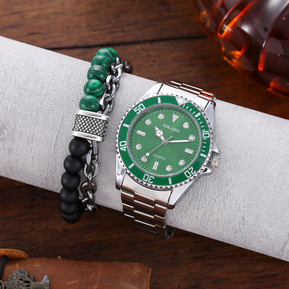 Nouveau calendrier d'affaires et de loisirs Water Ghost montre à Quartz pour hommes en acier + Bracelet combiné (2 pièces/ensemble)_voghion.com