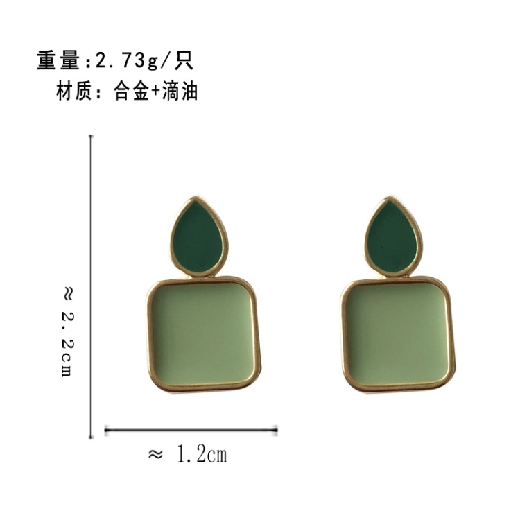 Creative Geometric Small Square Drop Oil Contrast Color Earrings display picture 1