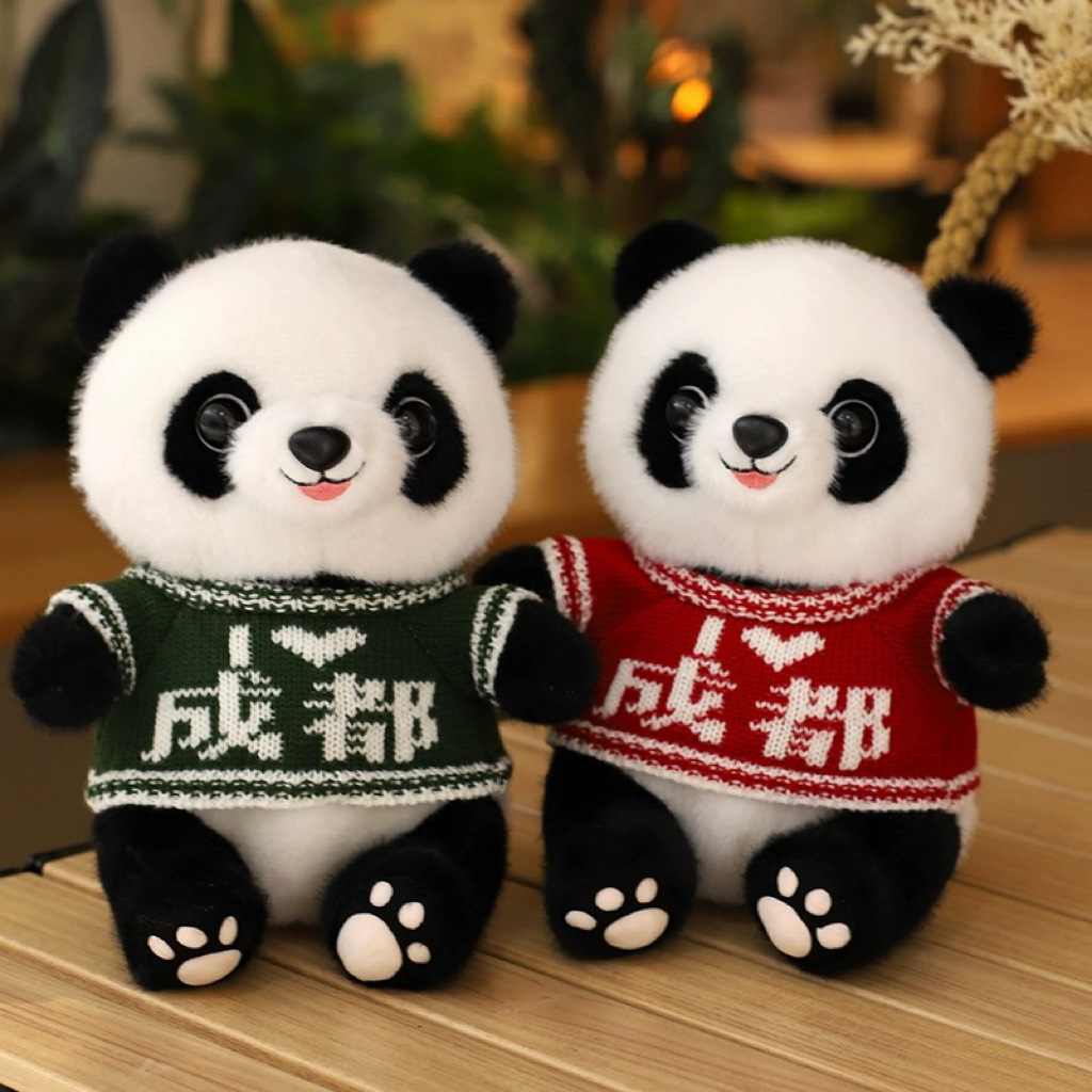 Disfraz encantador panda muñeca juguetes de peluche base panda recuerdos simulación tesoro nacional panda gigante puede agregar logotipo