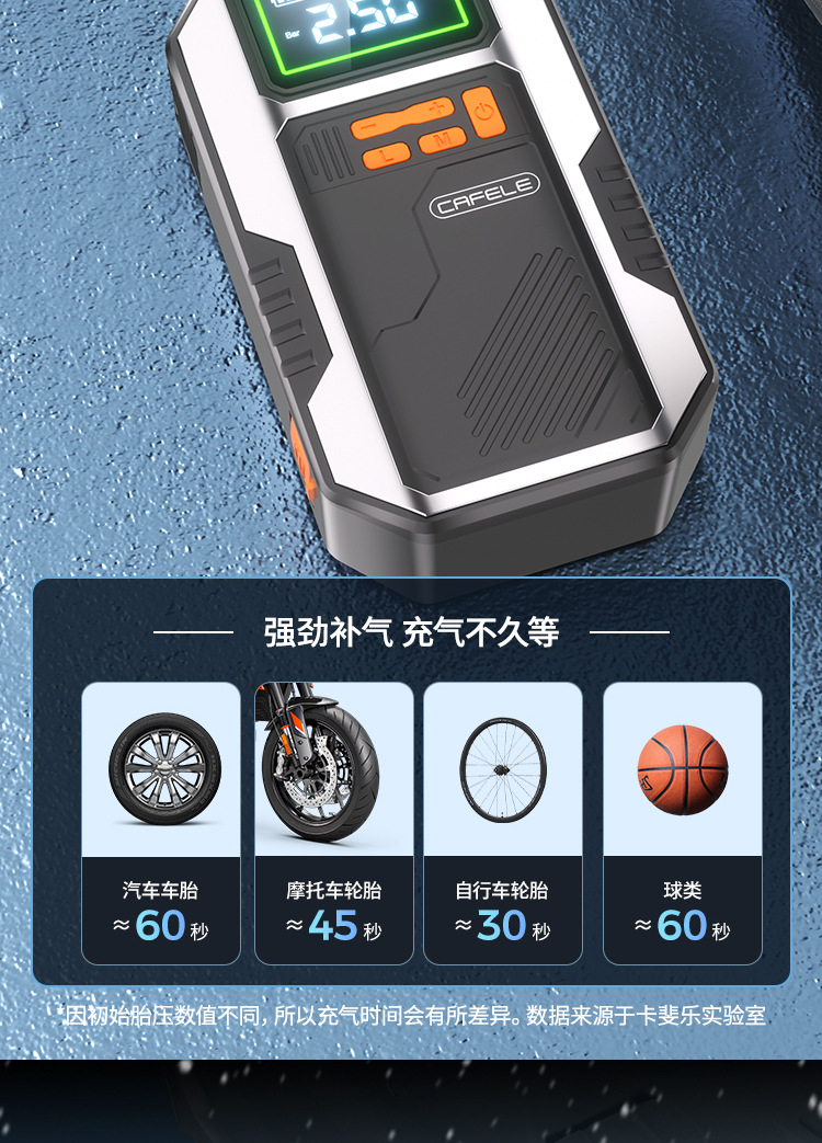 Kafeile's new car emergency starting power supply all-in-one device is a multifunctional outdoor smart power supply and inflator