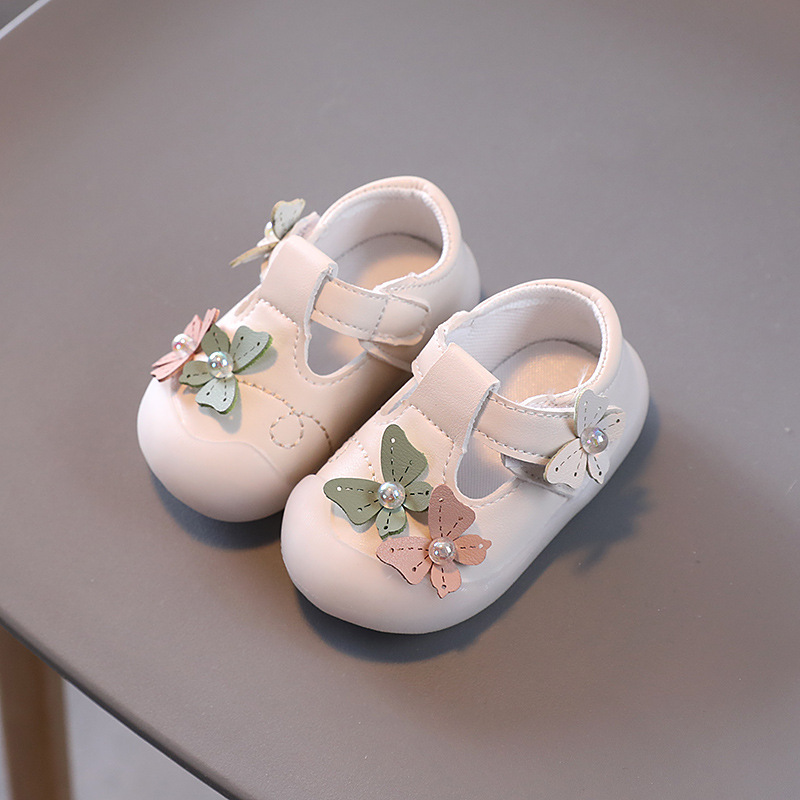 Scarpe da fiore primaverili e autunnali per bambini coreane con suola morbida in pelle da principessa per bambina singola da 0-1-2 anni_voghion.com