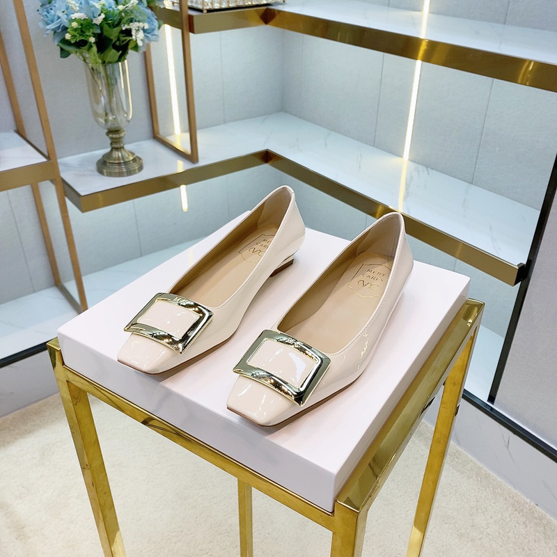工場直販、女性用スクエアバックルフラットシューズ、パテントレザー、スクエアトゥ、浅口、メタルバックル、ローヒール、多用途チャンキーヒールシューズ|undefined