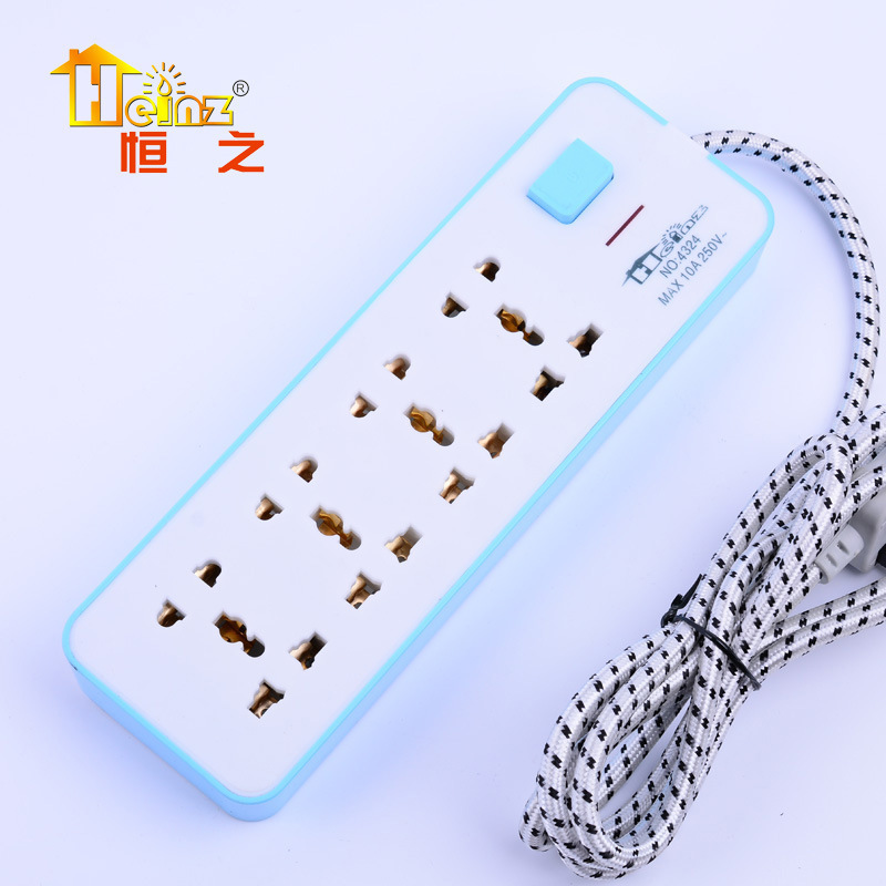 Exportación de alta calidad de alta potencia brillante color trenzado alambre de cableado de tierra arrastrando enchufe enchufe de fila