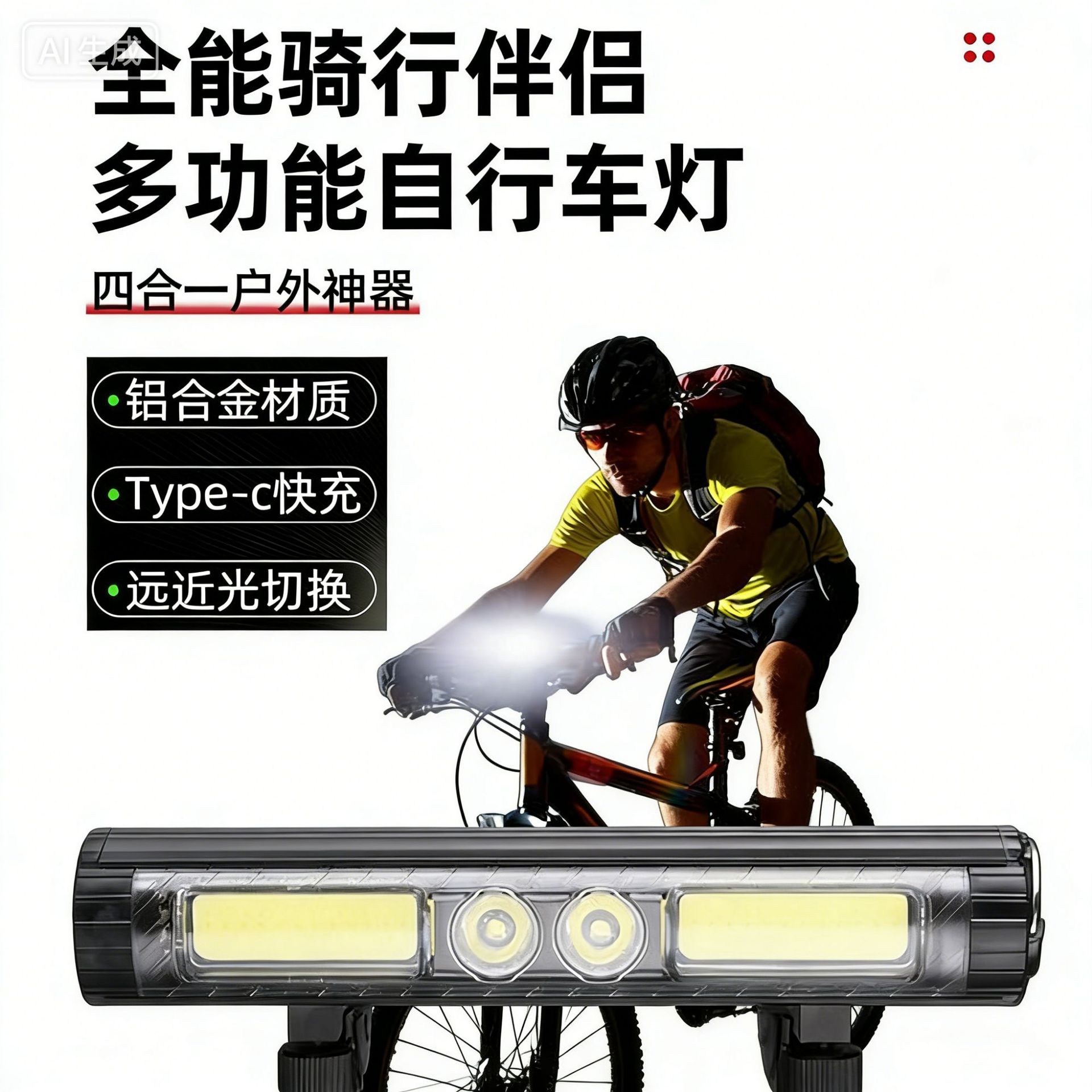 Cross-Border New Ultra-Bright Mountain Night Riding Lighting Headlight USB Power Bank Aluminum Alloy Horizontal Bicycle Headlight