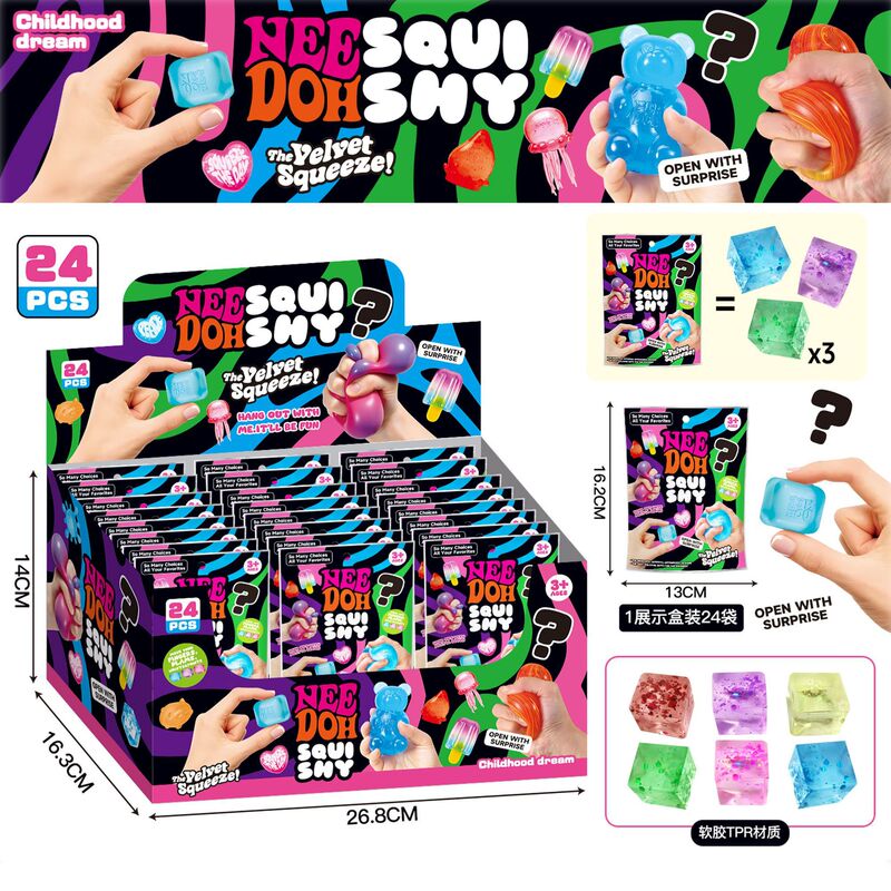 Cross-Border Exclusive Water Drop Heart-Shaped Squeeze Toy Ice Cream Squeeze Toy Tpr Stress Relief Blind Bag Stress Relief Toy Display Box
