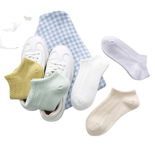 Socks women's socks spring and summer solid color shallow mouth cotton socks short low-top women's socks summer thin boat socks ins trend