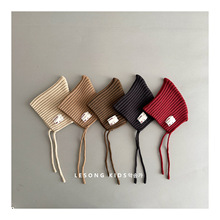 婴幼儿2025秋季新款毛线帽男女宝宝简约尖尖护耳帽儿童包头针织帽