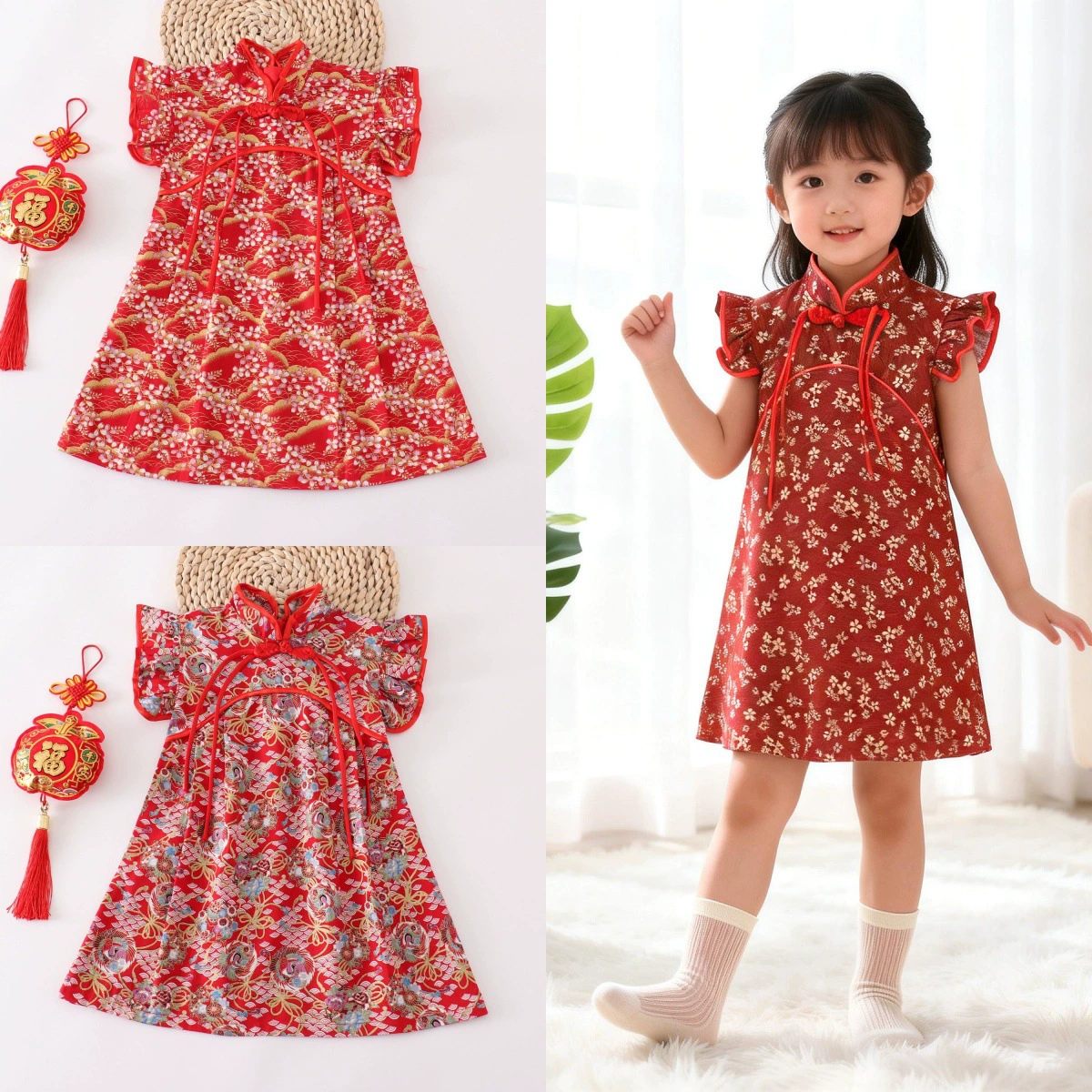 Платье для девочки на первый день рождения, летнее платье для девочки на 100-дневный банкет, платье-ципао в китайском стиле, улучшенная версия