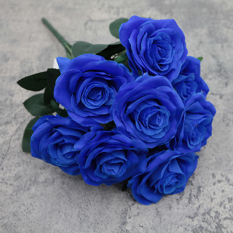 10-Cabeza de diamante Rosa flor artificial gran ramo artificial curling Rosa decoración de la boda flor de seda flor falsa al por mayor