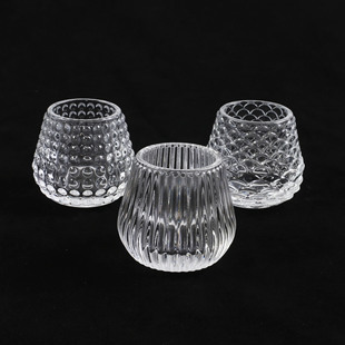 Pine nuts Striped Crystal Glass Candle Cup Home Decoration Ornaments Glass Candle Holder Wax Cup Desktop Storage Wax Filling