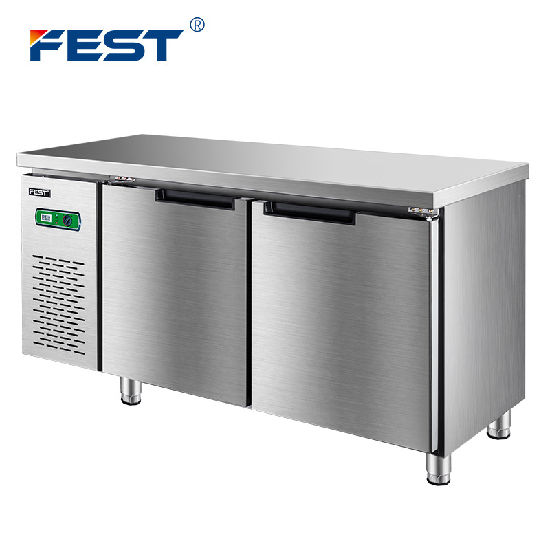 Fest Stainless Steel Refrigerated Workbench Fresh-Keeping Cabinet Operation Table Milk Tea Freezer Commercial Refrigerator Copper Tube