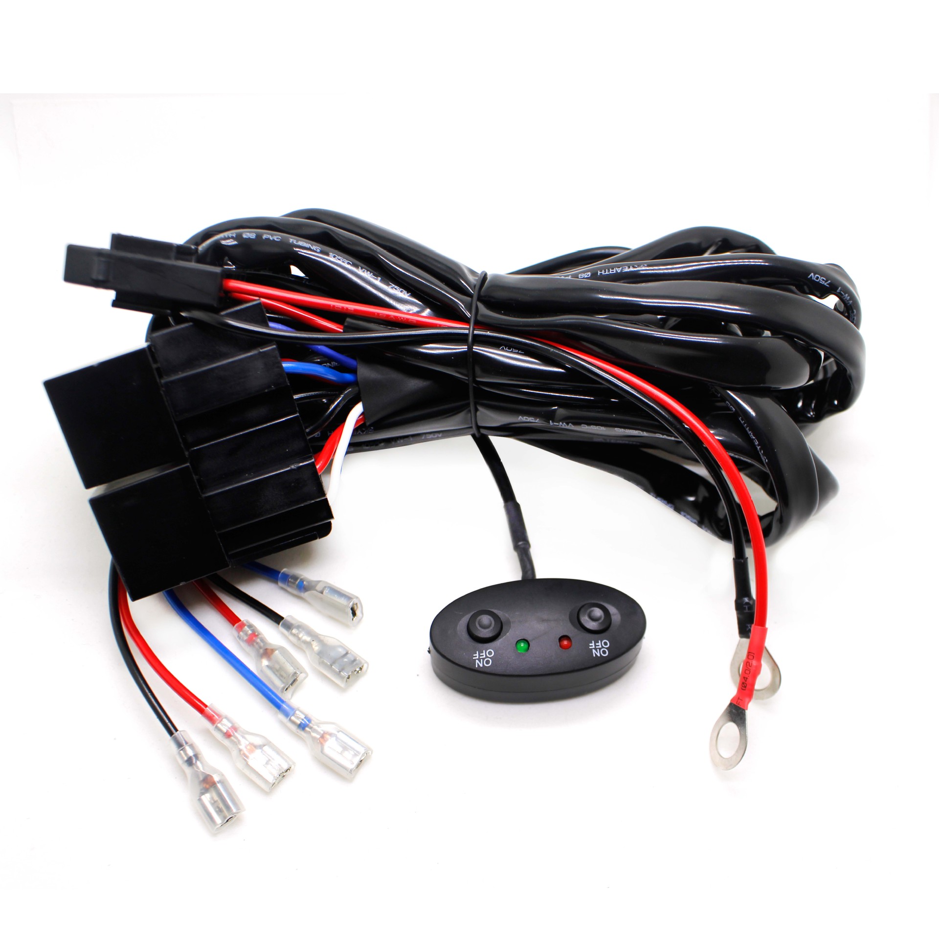 Luz de niebla del coche LED techo proyector Luz de tira un arrastre dos/un arnés de cableado conjunto de cables de luz de trabajo interruptor de control remoto