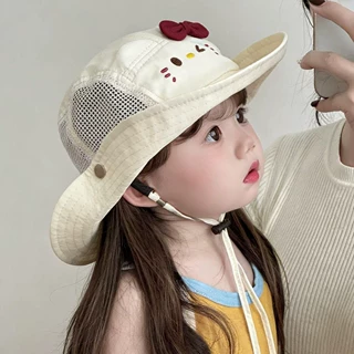 渔夫帽遮阳防晒帽子夏季男童帽可调节女童太阳帽儿童防晒帽男孩
