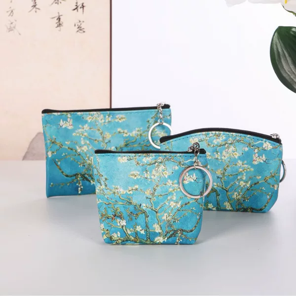 Fresh apricot flower small wallet PU leather daily collocation storage change jewelry mouth red envelope factory direct wholesale