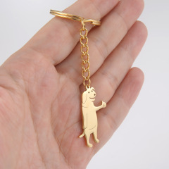 Bestselling Cute Cartoon Animal Pendant Upright Thumbs-Up Dog Necklace Personalized Simple Stainless Steel Keychain